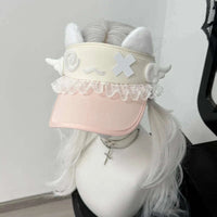 Kawaii Confused Kitty Summer Visor CLOUDANIMESTUDIO