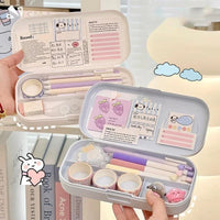 Kawaii Pastel Animal Cuties Double Tiered Pencil Case
