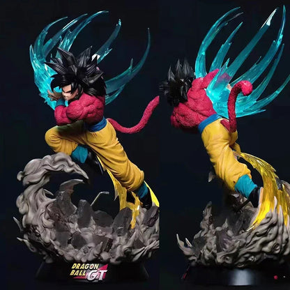 Goku SSJ4 Kamehameha Wave Anime Figure, Dragon Ball Figure GT Super Saiyan 4 Son Goku PVC Statue 38 cm