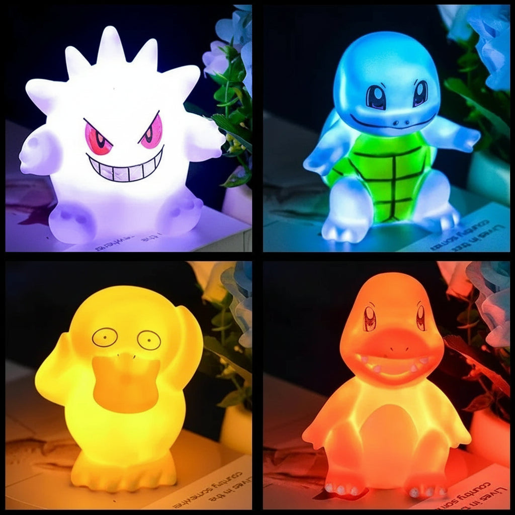 Pokemon Night Light Glowing Anime Figures, Gengar Squirtle Charmander Psyduck Bedside Led Lamp 12 CM