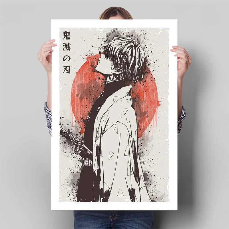 Demon Slayer Posters, Anime Retro Poster Tanjiro Kamado Kamado Nezuko Hashibira Inosuke Shinobu Kocho
Breath Techniques Decorative Wall Art