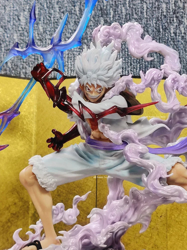 One Piece Nika Luffy Figure Luffy Sun God Gear 5 Anime Figurines With Light Ball 28 cm