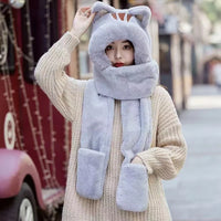 Kawaii Cat Winter Hat, Scarf, & Gloves Combo