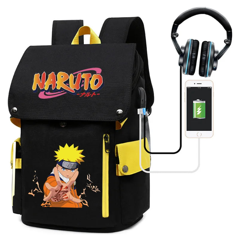 Naruto Anime Backpack, Naruto Shippuden College School Student Bag Multifunctional Large Capacity Computer Travel Backpack