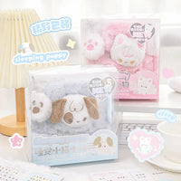 Plush Sleepy Puppy & Cat Notebook