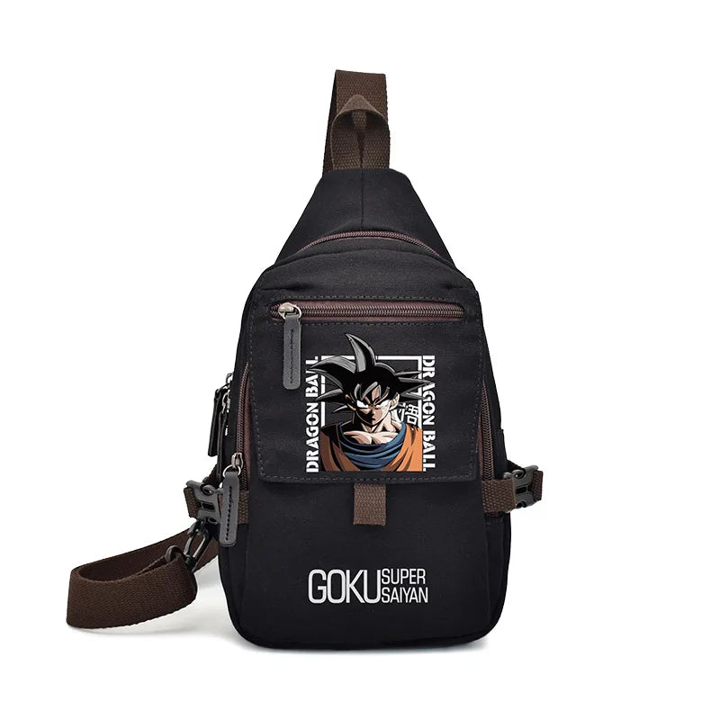 Popular Anime Style Shoulder Canvas Backpack, Luffy Naruto Dragon Ball For Students Crossbody Bag Chest Bag One Piece, Dragon Ball, Naruto, Attack on Titan 35X20CM