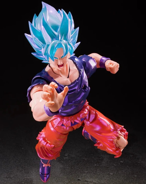 Son Goku Kaioken SSJB Blue Poseable Anime Action Figure, Dragon Ball Z PVC Figurines Statue 17 CM