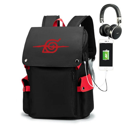 Naruto Anime Backpack, Naruto Shippuden College School Student Bag Multifunctional Large Capacity Computer Travel Backpack