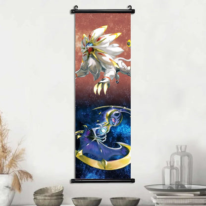 Pokemon Scroll Wall Art, Anime Posters Pikachu Eevee Modern Room Decoration Charizard Canvas Hanging Scrolls Wall Prints