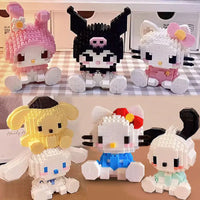 Anime Hello Kitty Building Block Model Assembled Toys Sanrio Figure Kuromi My Melody Children's Puzzle Gift Desktop Decorations