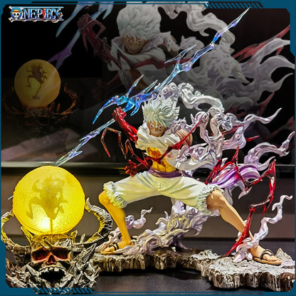 One Piece Nika Luffy Figure Luffy Sun God Gear 5 Anime Figurines With Light Ball 28 cm