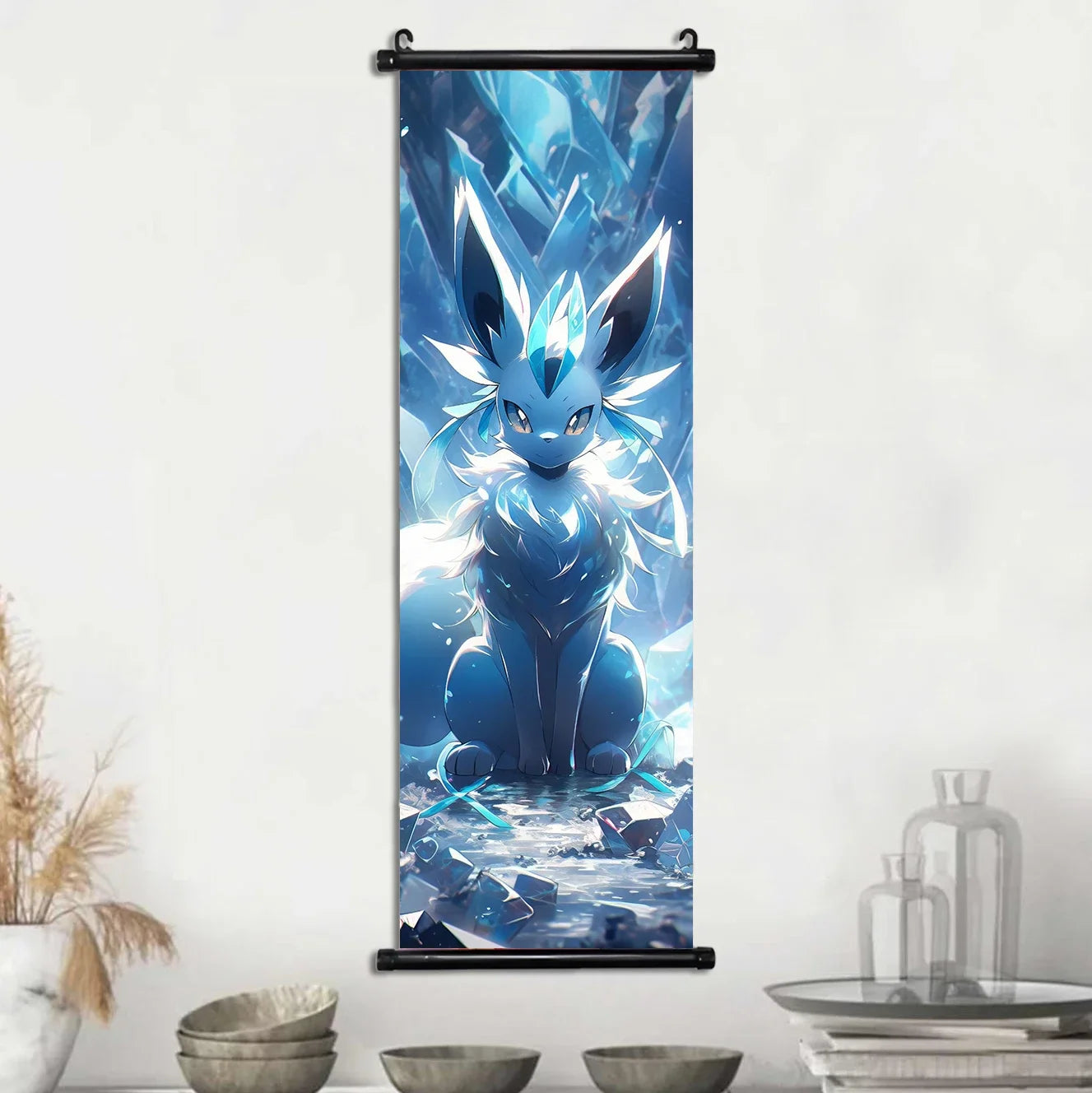 Pokemon Scroll Wall Art, Anime Posters Pikachu Eevee Modern Room Decoration Charizard Canvas Hanging Scrolls Wall Prints