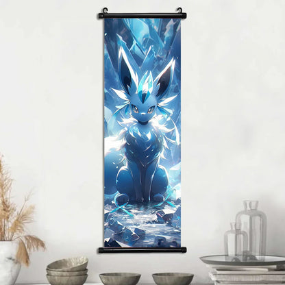 Pokemon Scroll Wall Art, Anime Posters Pikachu Eevee Modern Room Decoration Charizard Canvas Hanging Scrolls Wall Prints