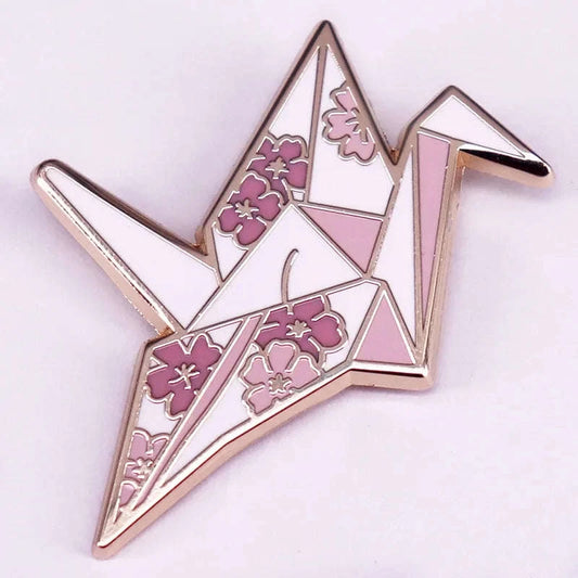 Sakura Origami Crane Enamel Pin CLOUDANIMESTUDIO