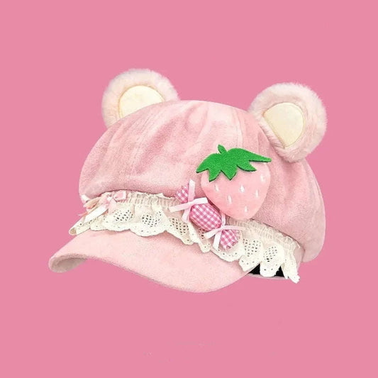 Kawaii Strawberry Bear Hat CLOUDANIMESTUDIO