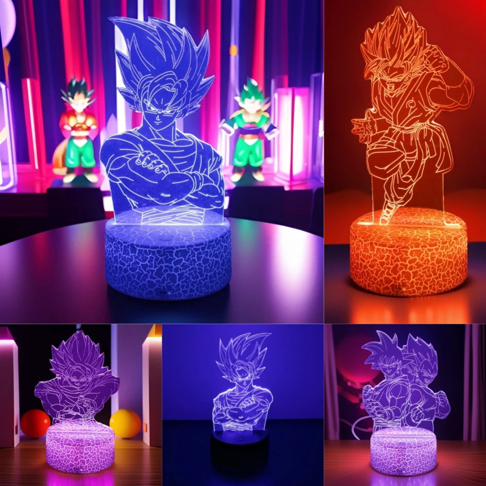 Dragon Ball Z Anime Acrylic LED Figure Lamp, Goku Vegeta Gohan Figurines Night Light