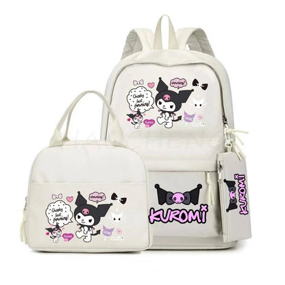 Cute Kuromi Melody Backpack For Students With Casual Lunch Bag Pencil Case, School Bag Laptop For Teenagers Rucksack Knapsack