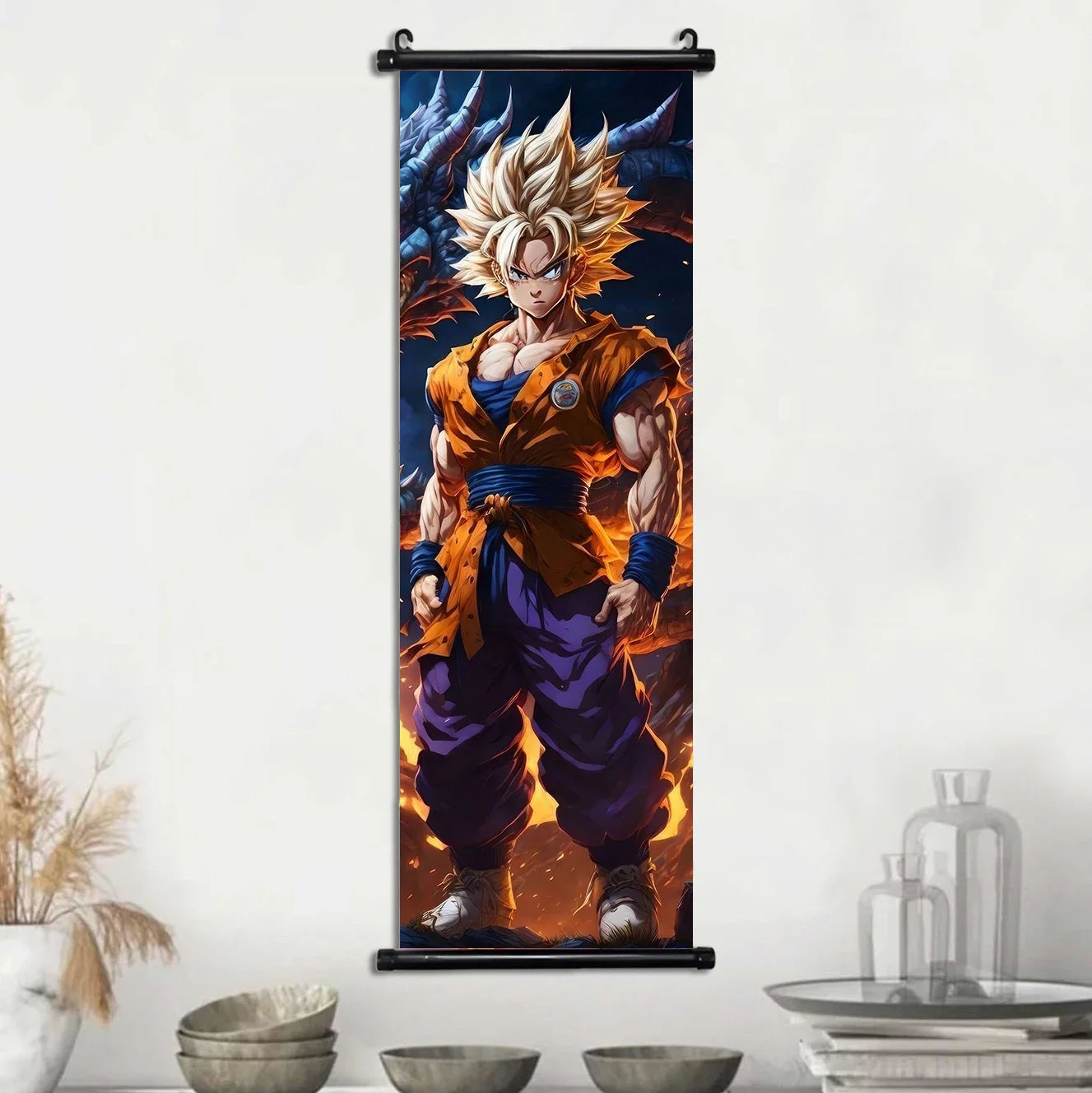 Dragon Ball Super Posters, Anime Wall Artwork Ultra Instinct Goku Vegeta Canvas Super Saiyan Hanging Scrolls Home Room Decor