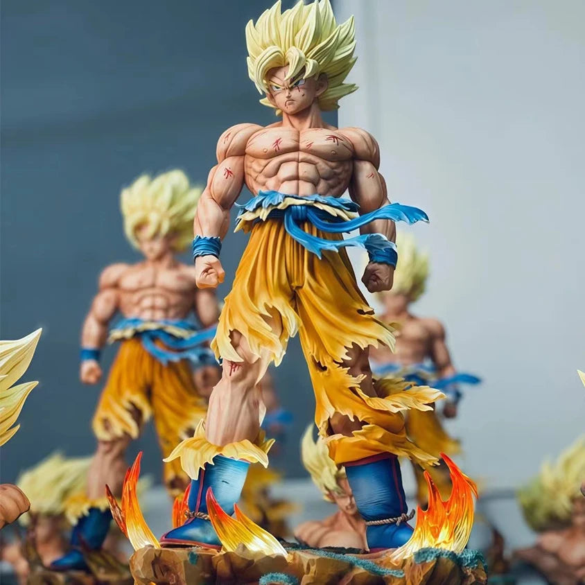 Dragon Ball Z Super Saiyan Son Goku Figure LED SSJ Action Figurines Collection 34 CM