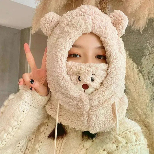 Kawaii Bear Hat With Mask CLOUDANIMESTUDIO