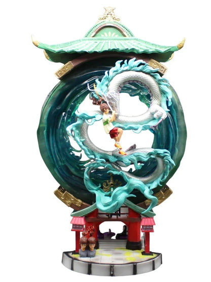 Ogino Chihiro Anime LED Figure, Studio Ghibli Dragon and Temple Spirited Away Anime Figurines Large Home Decor Collectible 55cm