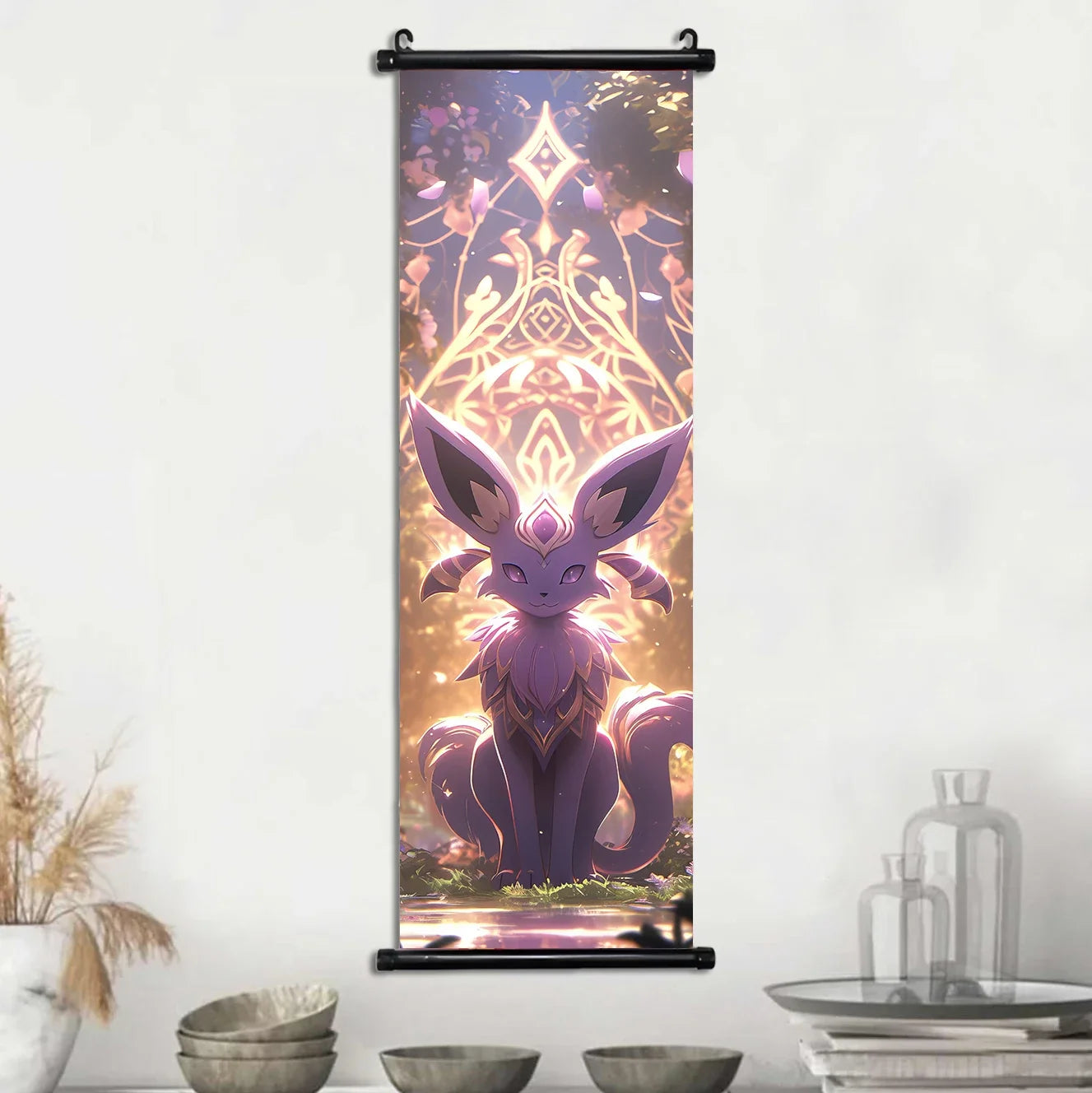 Pokemon Scroll Wall Art, Anime Posters Pikachu Eevee Modern Room Decoration Charizard Canvas Hanging Scrolls Wall Prints