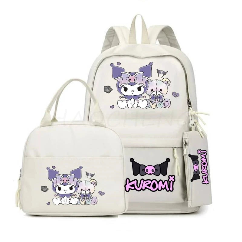 Cute Kuromi Melody Backpack For Students With Casual Lunch Bag Pencil Case, School Bag Laptop For Teenagers Rucksack Knapsack