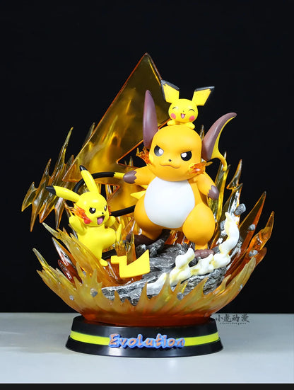 Pokemon Evolution LED Anime Figures, PVC Statue Model Toy Collections 20-35cm