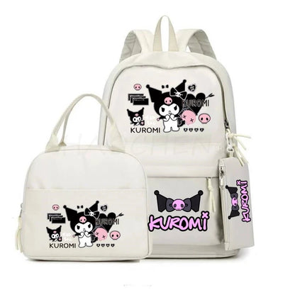 Cute Kuromi Melody Backpack For Students With Casual Lunch Bag Pencil Case, School Bag Laptop For Teenagers Rucksack Knapsack