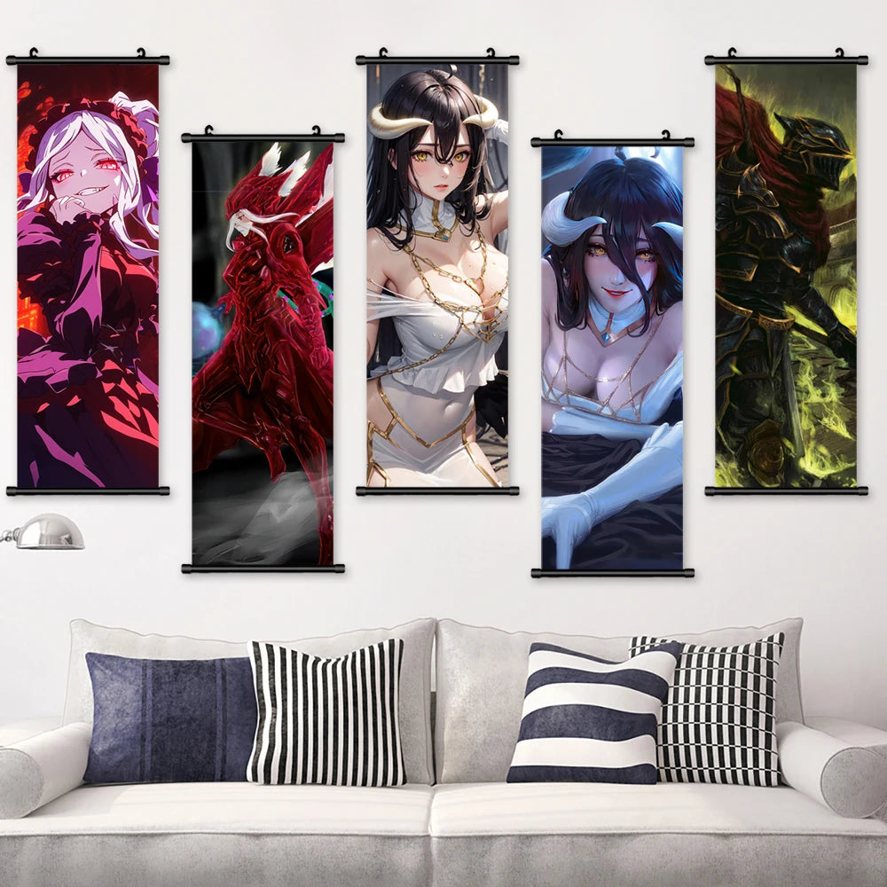 Overlord Anime Canvas Wall Art, Hanging Scrolls Digital Painting Print Posters