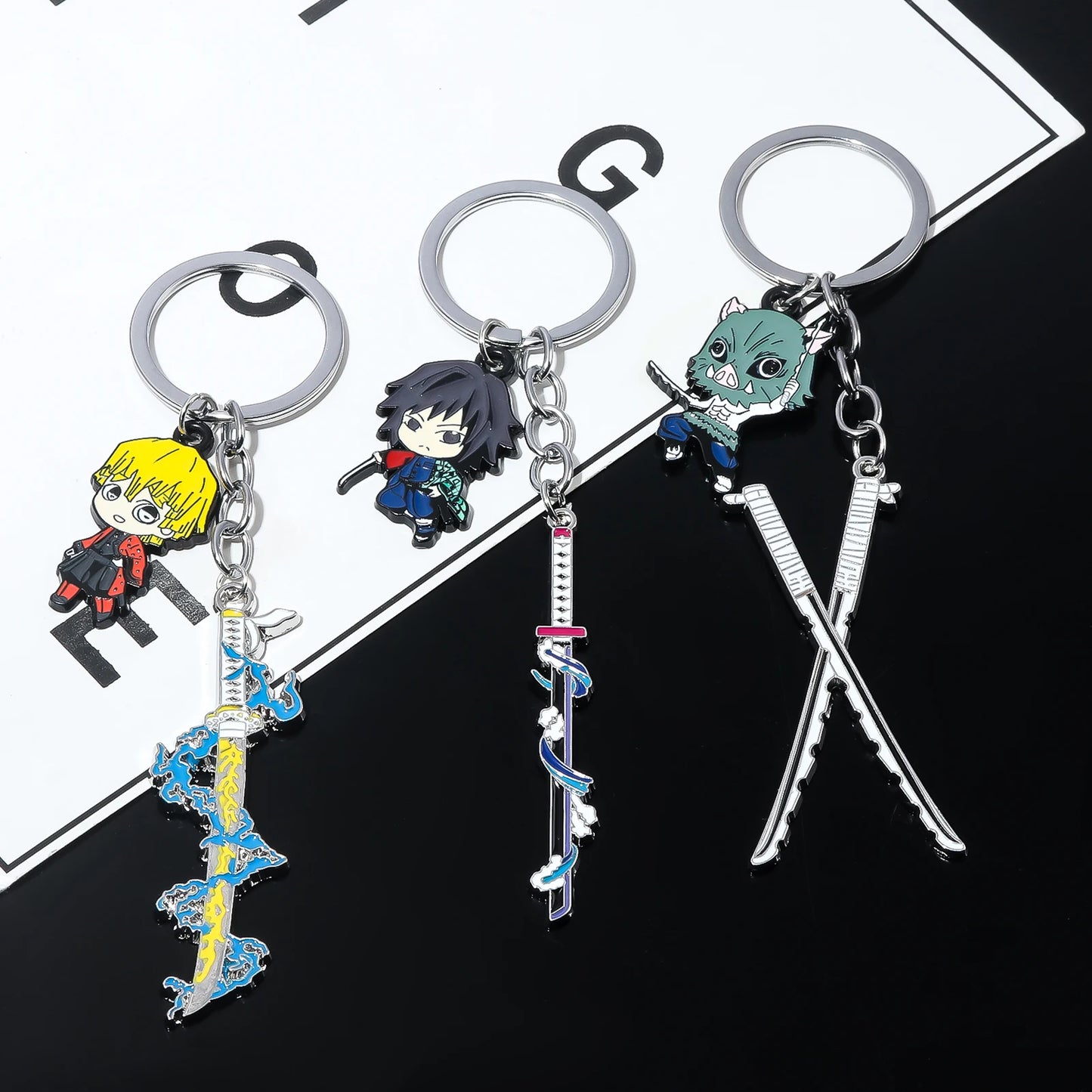 Demon Slayer Sword Keychains, Anime Kimetsu no Yaiba Tomioka Weapon Key Chains Accessories