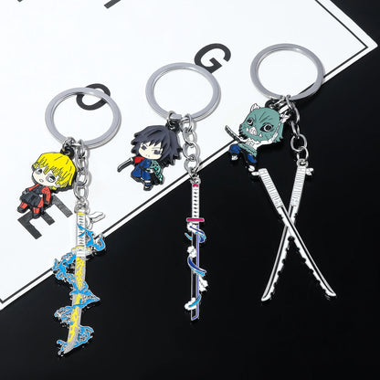 Demon Slayer Sword Keychains, Anime Kimetsu no Yaiba Tomioka Weapon Key Chains Accessories