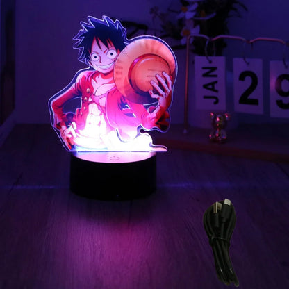 One Piece Anime Figures 3D Lamp PVC Action Collection Model Toys LED Night Light