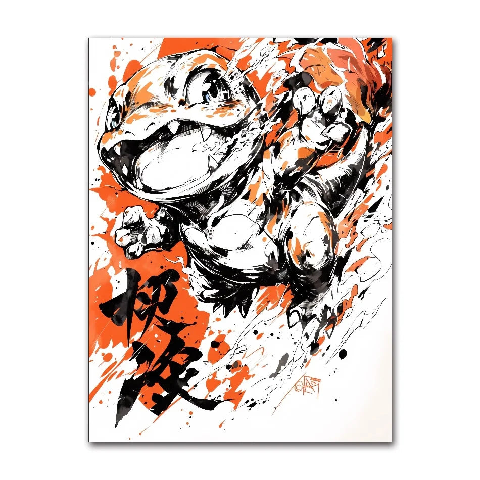 Anime Pokemon Ink Painting Canvas Posters, Painting Prints Posters and Prints Wall Art Picture for Living Room Children Gift