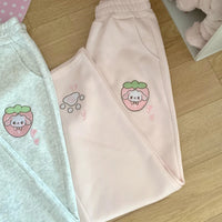 Kawaii Pastel Strawberry Puppy Casual Pants