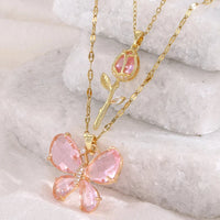 Enchanting Butterfly Rose Necklace