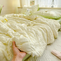 Cool Seersucker Summer Quilt Duvet Cover Set