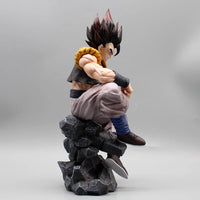 Sitting Gogeta Super Saiyan and Blue Anime Figure, 3 Swappable Heads Dragon Ball Z Figurines PVC 23 CM
