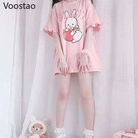 Pink Strawberry Bunny T-Shirt CLOUDANIMESTUDIO
