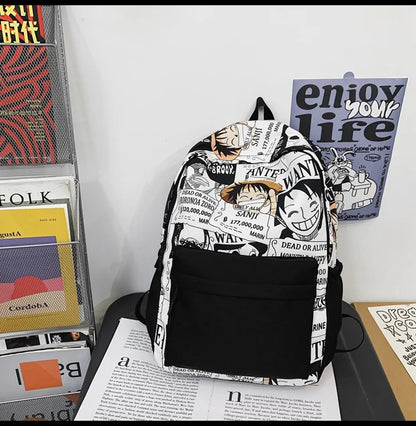 One Piece Luffy Printing Backpack Bags Anime School Bag Student Schoolbag For Men and Women