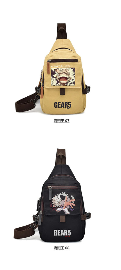 Popular Anime Style Shoulder Canvas Backpack, Luffy Naruto Dragon Ball For Students Crossbody Bag Chest Bag One Piece, Dragon Ball, Naruto, Attack on Titan 35X20CM