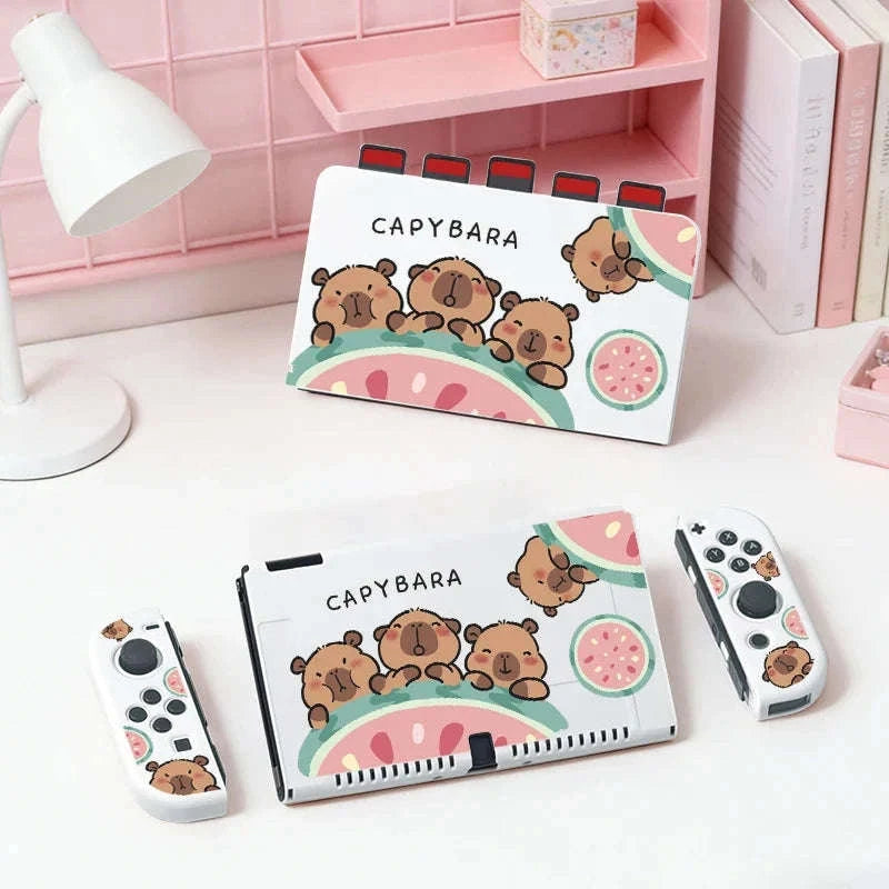 Kawaii Capybara Watermelon Switch Case CLOUDANIMESTUDIO