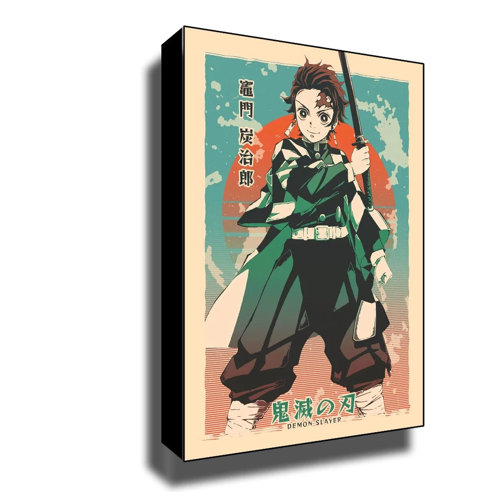 Demon Slayer Posters, Anime Retro Poster Tanjiro Kamado Kamado Nezuko Hashibira Inosuke Shinobu Kocho
Breath Techniques Decorative Wall Art