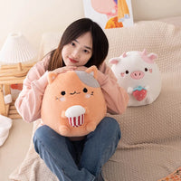 Strawberry Cow & Popcorn Cat Plushies