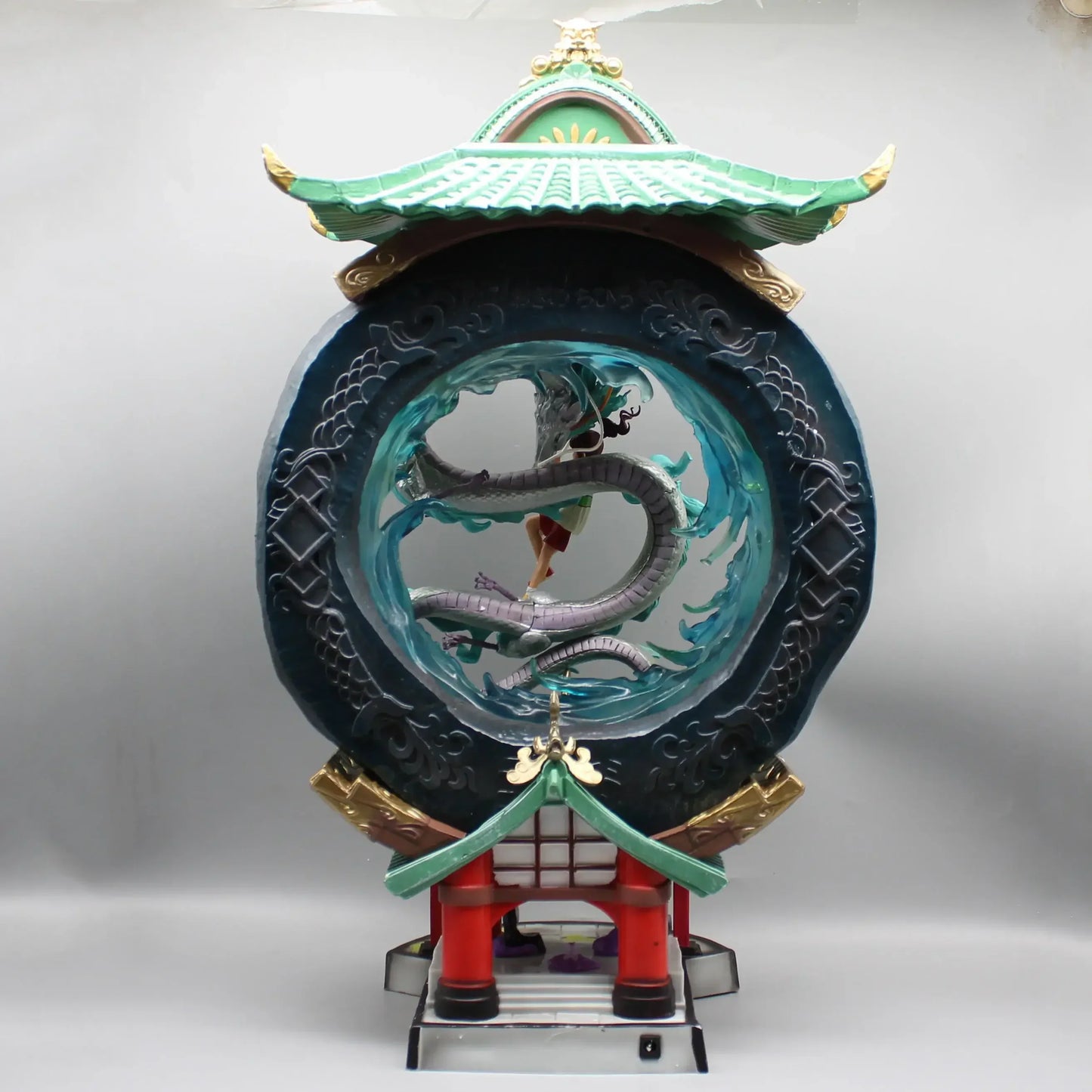 Ogino Chihiro Anime LED Figure, Studio Ghibli Dragon and Temple Spirited Away Anime Figurines Large Home Decor Collectible 55cm