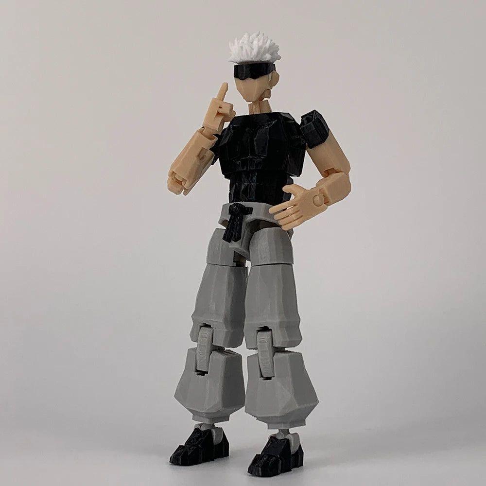 3D Printed Jujutsu Kaisen Gojo Satoru Anime Figure, Multi-Jointed Shapeshift Action Figurine Toys 14 CM