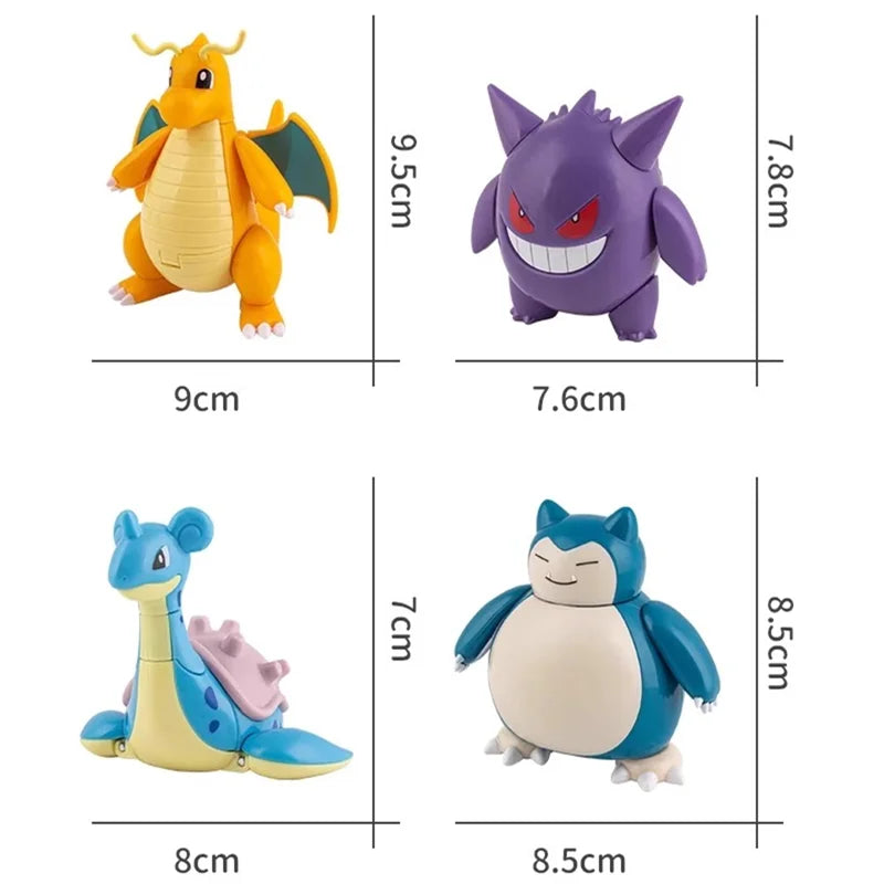 Pokemon Pokeball Anime Figures Toys, Pikachu Gengar Dragonite Snorlax Lapras Pocket Pokeball Toys - CloudAnimeStudio