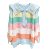 Pastel Rainbow Striped Sailor Sweater