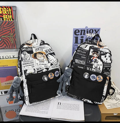 One Piece Luffy Printing Backpack Bags Anime School Bag Student Schoolbag For Men and Women