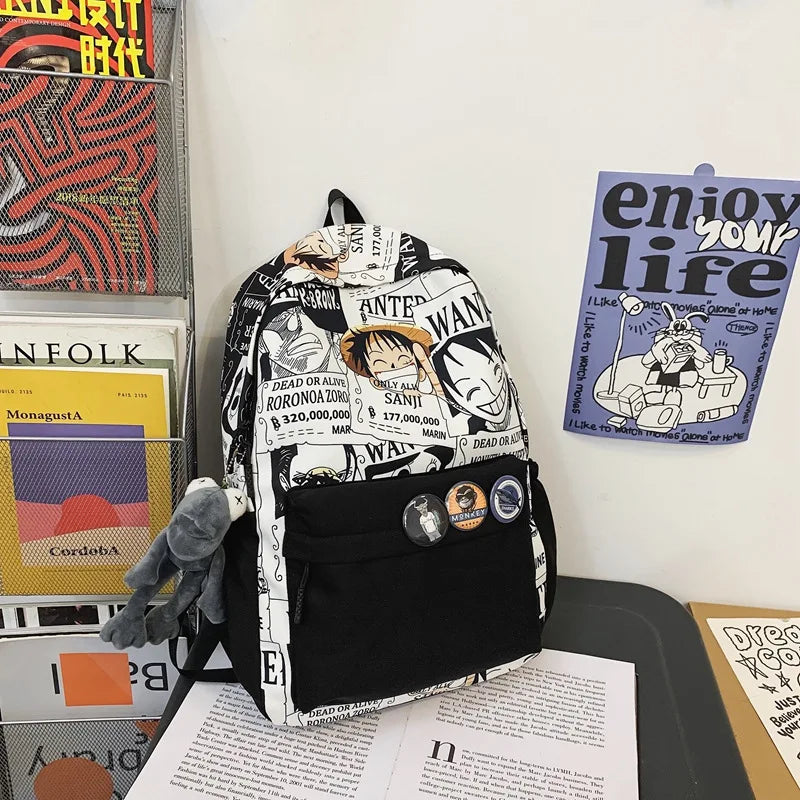 One Piece Luffy Printing Backpack Bags Anime School Bag Student Schoolbag For Men and Women
